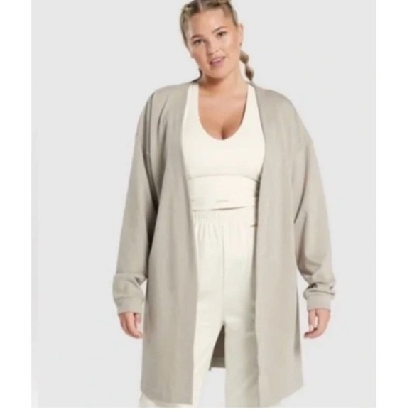 Gymshark Whitney Simmons V3 Oversized Robe Open Cardigan Tan Medium - Picture 3 of 16